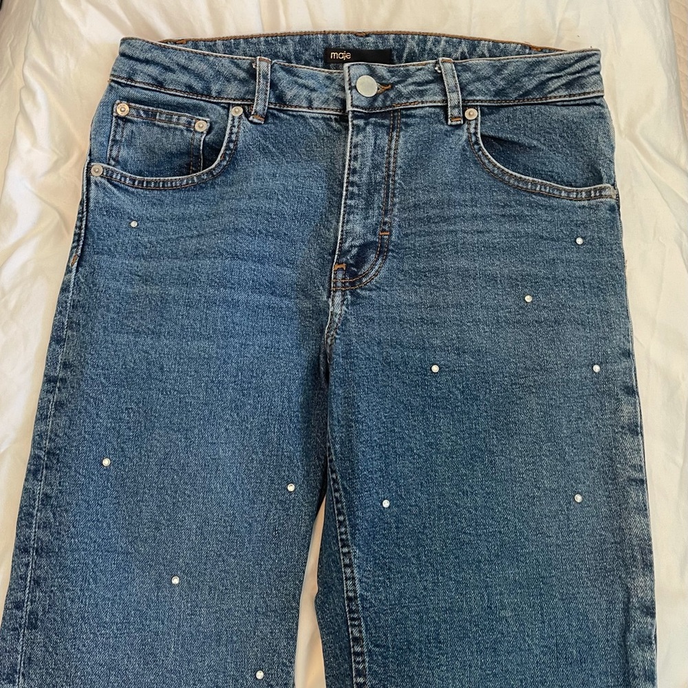 Maje Rhinestone Denim Jeans. Size 38 EU- Size 4 US